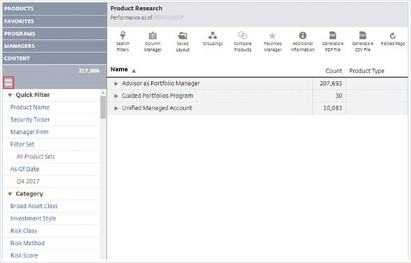 Products Section Toggle