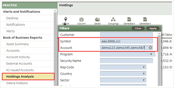 Holdings Analysis